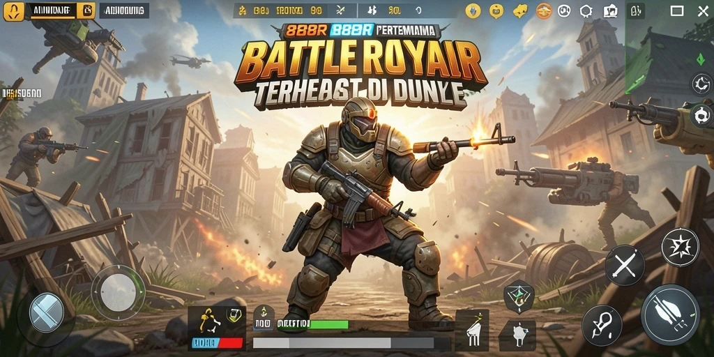 Screenshot gameplay Battle Royale yang mendebarkan.