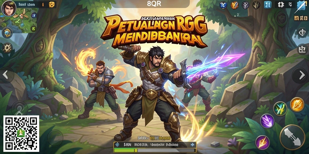 Tampilan aksi seru dalam gameplay ARPG 8QR.
