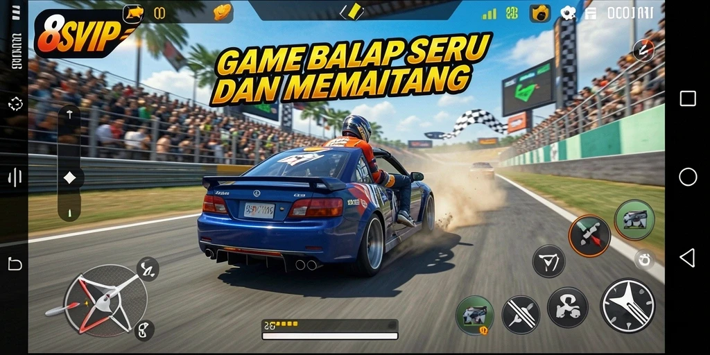 Gambaran gameplay balap penuh aksi di 8SVIP.