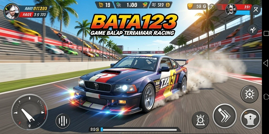 Screenshot gameplay BATA123 menunjukkan aksi balap yang menegangkan.