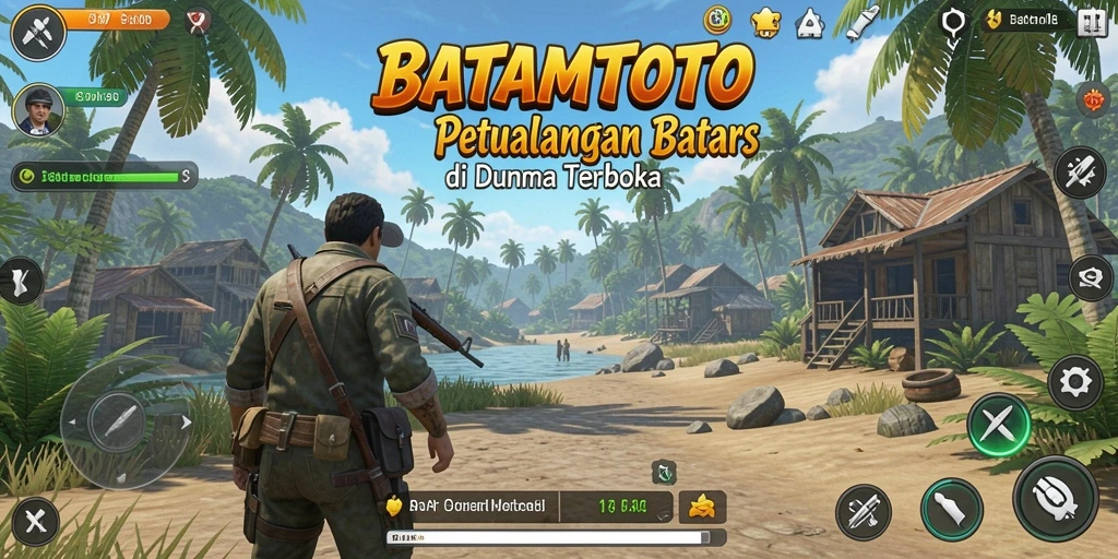 Screenshot gameplay dari BATAMTOTO yang menunjukkan dunia terbuka yang luas.
