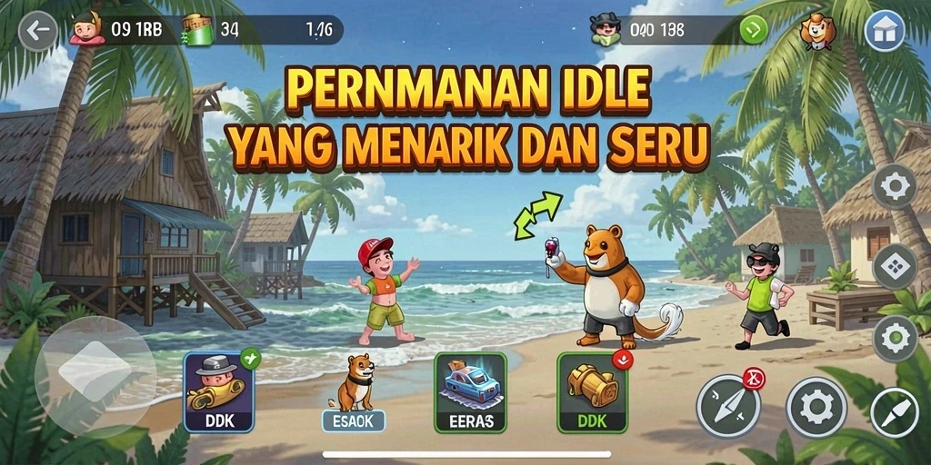 Screenshot dari gameplay DKK yang menampilkan karakter dalam aksi Idle.