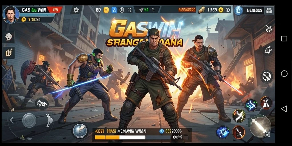 Screenshot GASWIN menampilkan pertempuran strategi yang mendebarkan.