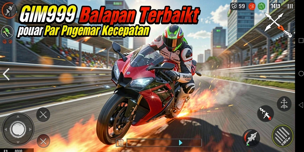 Gameplay GIM999 menampilkan aksi balapan motor yang seru dan mendebarkan.