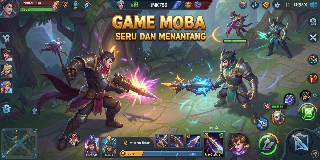 Screenshot gameplay INK789 dengan aksi seru di arena MOBA.