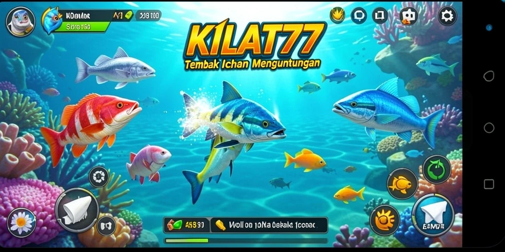 Tampilan gameplay KILAT77 dengan aksi menembak ikan yang seru.
