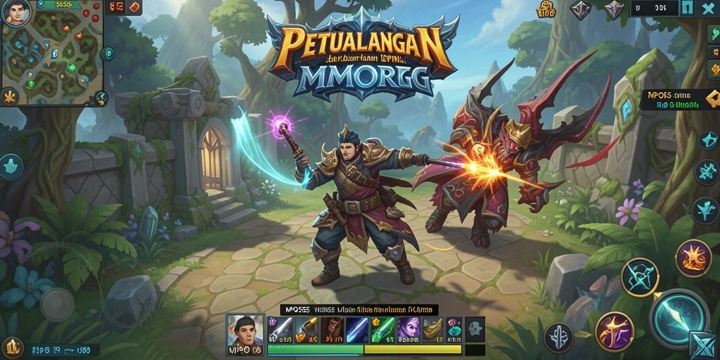 Screenshot MPO555 menampilkan aksi pertempuran seru di dunia MMORPG.