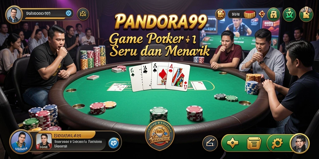 Screenshot PANDORA99 menunjukkan pemain menikmati gameplay Poker yang mendebarkan.