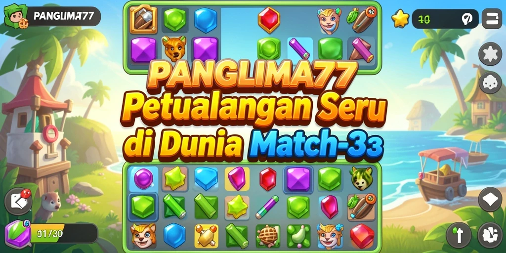 Gameplay seru di PANGLIMA77 dengan kecocokan elemen Match-3.