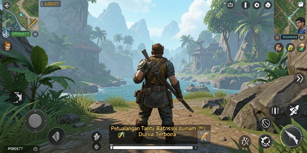 Screenshot POROS77 menampilkan petualangan seru dalam dunia terbuka.