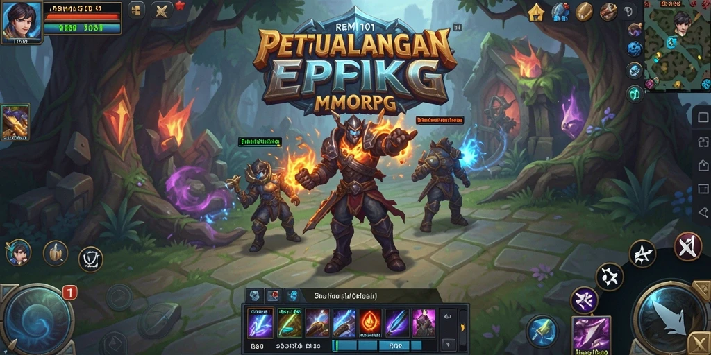 Gameplay epik di dunia MMORPG REMI101 dengan pemandangan menakjubkan.