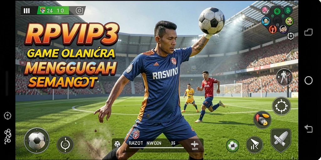 Screenshot utama RPVIP3 menampilkan aksi seru dalam permainan olahraga.