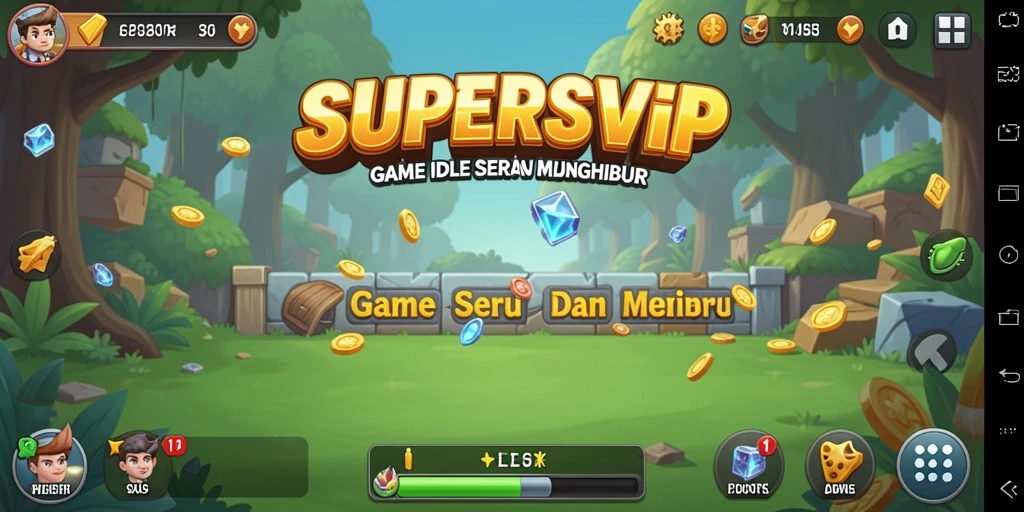 Tampilan gameplay SUPERSVIP yang menarik dan penuh warna.