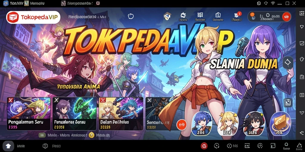 Tampilan gameplay seru di TOKOPEDIAVIP dengan karakter anime favorit.