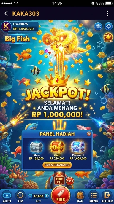 Tampilan antarmuka utama aplikasi kaka303.